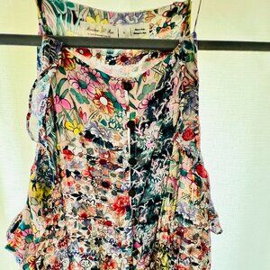 Anthropologie Floral Maxi Dress w/Spaghetti Straps and Buttons